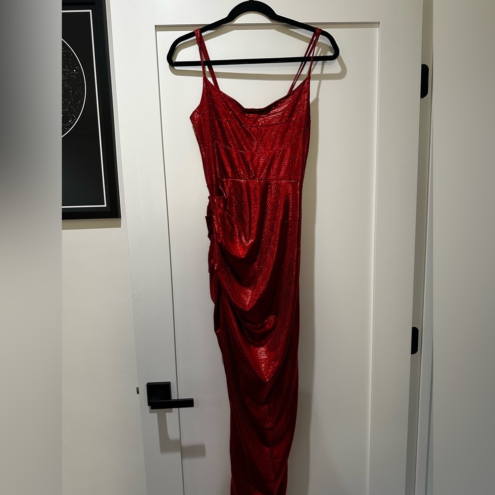 Red shimmer dress
